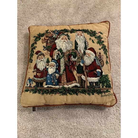 Vintage‎ Santa Claus Tapestry Throw Pillow 16 x 16 - Picture 1 of 7